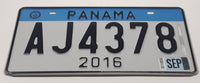 Rare 2016 Panama Black Letters Blue and White Metal License Plate Tag AJ4378