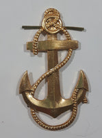 Vintage Anchor and Chain Naval Sailor's Hat Cap Emblem Gold Tone Metal Hat Clip Insignia