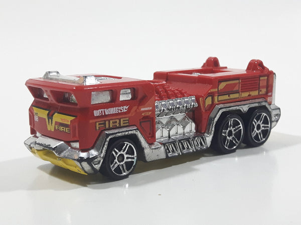 2011 Hot Wheels HW City Works 5 Alarm Fire Engine Ladder Truck Red Die Cast Toy Car Emergency Rescue Vehicle
