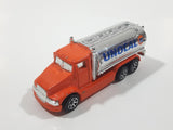 1996 Hot Wheels Tank Truck Unocal 76 Orange and Chrome Die Cast Toy Car Vehicle