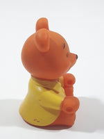 Brown Bear in Yellow Jacket 2 1/2" Tall Toy Figure Made in Hong Kong
