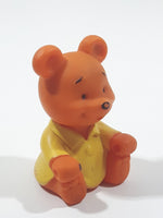Brown Bear in Yellow Jacket 2 1/2" Tall Toy Figure Made in Hong Kong