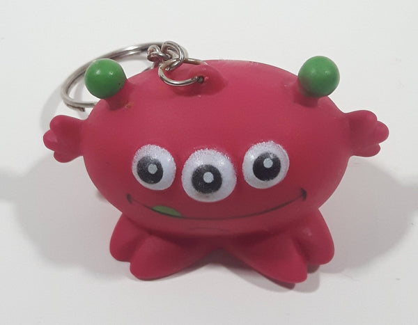Oriental Trading Nanton 1015 Pink 3 Eyed Monster Character Squishy Rubber 1 3/8" Tall Key Chain