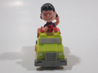 Vintage 1989 Peanuts Gang Pop Mobiles United Features Syndicate Lucy Van Pelt Green Plastic Toy Car Vehicle McDonald's Happy Meals Not Working Missing Rear Tires