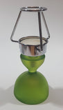 Green Glass Based Metal Top Tea Light Candle Holder 5 3/4" Tall