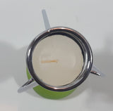 Green Glass Based Metal Top Tea Light Candle Holder 5 3/4" Tall