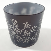 Black Engraved Flowers Glass 2 1/2" Tall Candle Holder