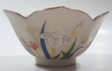 Vintage Mid Century Lotus Flower Shaped Gold Trimmed Floral Decor 4 1/2" Diameter Porcelain Bowl Dish Made in Japan