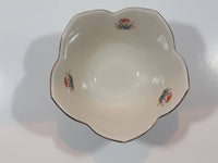 Vintage Mid Century Lotus Flower Shaped Gold Trimmed Floral Decor 4 1/2" Diameter Porcelain Bowl Dish Made in Japan