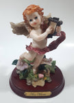 Ave Maria Angel with Harp 6 1/4" Tall Resin Figure on Wood Base