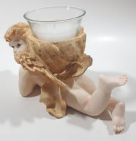 Casa Elite Angle Baby Themed 7" Long Resin Candle Holder with Glass Cup Designed By M. Valenti New in Box