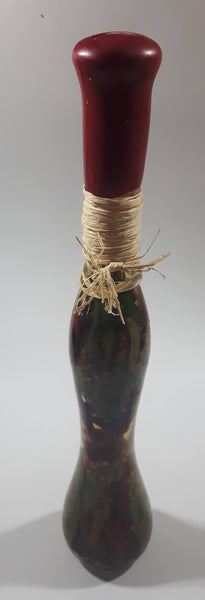 Decorative Oil and Vinegar Vegetable and Spice Filled 12 1/2" Tall Wicker Wrapped Neck Glass Bottle