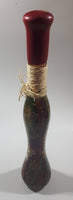 Decorative Oil and Vinegar Vegetable and Spice Filled 12 1/2" Tall Wicker Wrapped Neck Glass Bottle