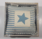 Samaco Trading Blue and White Striped Star 6" x 6" Baby Pillow