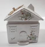 Vintage Berger Dragonfly Rhinestone Ceramic House 4" Tall Trinket Box Made in Italy