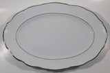 Vintage Walbrzych Silver Trimmed Embossed White Platter China Dish 8 1/2" x 13" Made in Poland