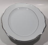 Vintage Walbrzych Silver Trimmed Embossed White Platter China Dish 8 1/2" x 13" Made in Poland