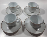 German Democratic Republic #33 Set of 4 White with Gold Trim China Tea Cup and Saucer Plate Sets