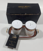 Casa Elite Home Collections Juno Pattern Fine Porcelain Salt and Pepper Shakers With Tray with Box