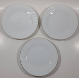 Set of 3 White with Gold Trim 7" Diameter China Side Plate Dishes Made in China