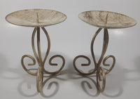 Ornate Metal Footed Spiked Candle Stand Holder 5 1/2" Tall Set of 2
