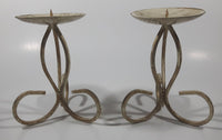 Ornate Metal Footed Spiked Candle Stand Holder 6 1/2" Tall Set of 2