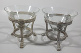 Ornate Metal Footed Base Cone Glass Candle Holder 5 1/4" Tall Set of 2