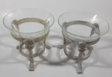 Ornate Metal Footed Base Cone Glass Candle Holder 5 1/4" Tall Set of 2