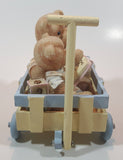 Casa Elite Gift Collection Resin Teddy Bears in Wood Wagon 6 1/4" Long