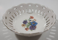 Vintage Occupied Japan Hand Painted Flowers 5" Diameter Perforated Bowl Dish