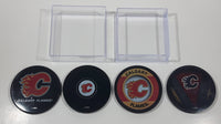 Calgary Flames NHL Ice Hockey Team Thin Puck Shaped Drink Coasters with Different Logos in Clear Case