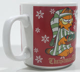 1978 Enesco Jim Davis Garfield Christmas Tip No. 1 "Leave Something For Santa" 3 1/2" Tall Ceramic Coffee Mug Cup