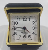 Vintage Westclox Black Pocket Size Folding Travel Alarm Clock in Case Working