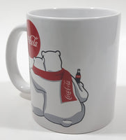 Enjoy Coca Cola Two Polar Bears Cuddling White 3 3/4" Tall Ceramic Coffee Mug Cup
