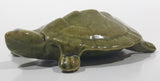 Green Turtle Pottery Figurine Ornament 3 1/2" Long