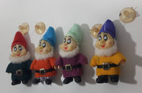 Vintage Disney Snow White and The Seven Dwarfs Suction Cup Window Hanger 4" Tall Stuffed Plush Figures Set of 4