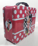 2013 Tin Box Co. Disney Minnie Mouse Pink and White Polka Dot Embossed Tin Metal Lunch Box