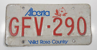 2000+ Alberta Wild Rose Country Red Letters White Metal Vehicle License Plate Tag GFV 290