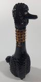 Vintage Black Poodle Shaped 9" Tall Cork Top Lid Pottery Decanter Bottle