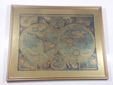 Vintage Gold Silver Copper A New and Accvrat Map of The World 16 1/2" x 20" Framed World Map