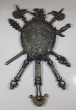 Vintage Cast Metal 19" x 30" Medieval Battle Axes and Swords Coat of Arms Shield Wall Decor Piece