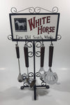 Vintage White Horse Fine Old Scotch Whisky Mirror Nostalgia Bar Tools Drink Mixing 14 1/2" Tall 5 Piece Set Man Cave Collectible