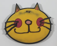 Yellow Cat Face Head Shaped Rubber Fridge Magnet