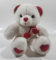JS Toys Valentine Cuddle White Teddy Bear with Red Hearts 11" Tall Toy Stuffed Plush Animal