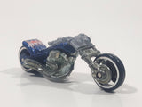 2001 Hot Wheels Blast Lane Motorcycle Dark Blue Die Cast Toy Motorbike Vehicle