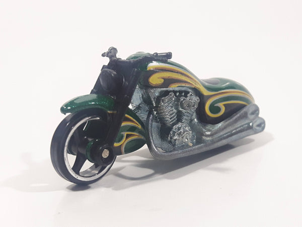 2006 Hot Wheels Open Stock Scorchin' Scooter Motorcycle Metalflake Dark Green Die Cast Toy Motorbike Vehicle