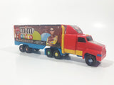 NASCAR #18 Kyle Busch M & M's Racing Semi Tractor Trailer Truck Plastic Die Cast Toy Car Vehicle with Opening Rear Door 6" Long