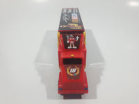 NASCAR #18 Kyle Busch M & M's Racing Semi Tractor Trailer Truck Plastic Die Cast Toy Car Vehicle with Opening Rear Door 6" Long