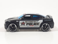 2010 Hot Wheels HW City Works Dodge Charger SRT8 Metalflake Black Police Cop Cruiser Die Cast Toy Car Emergency Rescue Vehicle