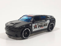 2010 Hot Wheels HW City Works Dodge Charger SRT8 Metalflake Black Police Cop Cruiser Die Cast Toy Car Emergency Rescue Vehicle